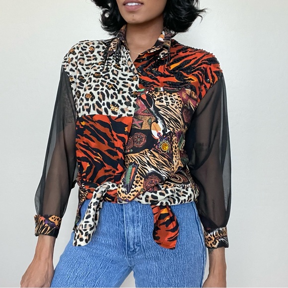 Faith Vintage Mixed Media Mash Up Blouse - Picture 5 of 17
